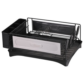 Jiallo Stainless Steel Luxury Dish Rack With Self-Draining Tray, Black