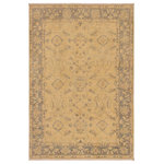 Bareens Designer Rugs - Boho Chic Ziegler Blake Ivory Gray Hand-Knotted Wool Rug - 3'11'' x 5'9'' - Enhance the ambiance of your home with this magnificent Persian-influenced Turkish hand-knotted rug made by skilled artisans capable of creating the most exceptional vegetable dyes and hand-spun wool. This exquisite handmade rug is a one-of-a-kind Peshawar Kafkaz, otherwise identified as Chobi, Chobi Peshawar, Oushak, or Ziegler rug. These handmade rugs are crafted in Pakistan utilizing superior-quality wool imported from Australia, New Zealand, and Korea in two types of weaves: the Persian weave and the Mori weave. This rug is meticulously crafted by hand using the finest natural vegetable dyes extracted from local plants. The artisans use a blend of hand-spun local and fine merino wool, resulting in a rug with a compelling texture, higher lanolin content, and longer staple. The artisans occasionally incorporate natural or artificial silk into the pile to enhance specific motifs. The finished product is an awe-inspiring execution of flawless design and an understated palette that exudes elegance.