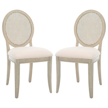 Safavieh Couture Karlee Rattan Back Dining Chair, Beige / Rustic Grey