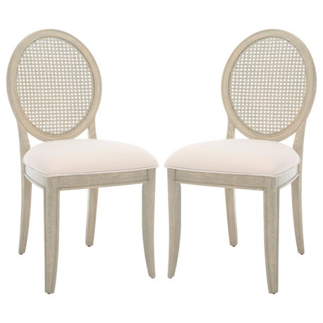 Safavieh Couture Karlee Rattan Back Dining Chair, Beige/Rustic Grey