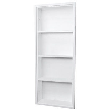 14x36 Recessed Sloane Wall Niche, White With Plain Back 3 Shelves