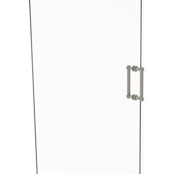 Contemporary 8" Back to Back Shower Door Pull With Grooved Accent, Satin Nickel