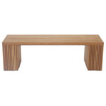 ARB Teak & Specialties - Teak Bench Liner 59" (150 cm) - The beautiful 59” teak wood Fiji liner bench designed by ARB Teak features narrow slats that create a show-stopping look that complements any modern or classic decor.