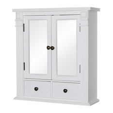 White Mirrored Bathroom Wall Cabinet