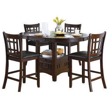 5-Piece Juber Dining Round/Oval Counter Storage Table, 4 Chair Dark Cherry