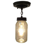 The Lamp Goods - Mason Jar Ceiling Light With Chain and New Quart, Antique Black - See images for color swatch