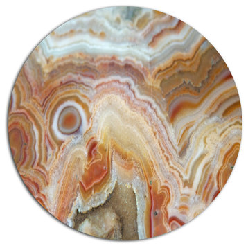 Strips And Ovals On Agate, Abstract Round Wall Art, 23"