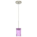 Besa Lighting - Besa Lighting 1XT-6524EA-LED-SN Scope - One Light Cord Pendant with Flat Canopy - Scope is a compact cylinder of handcrafted glass,Scope One Light Cord Bronze Amethyst/Fros *UL Approved: YES Energy Star Qualified: n/a ADA Certified: n/a  *Number of Lights: Lamp: 1-*Wattage:50w GU5.3 Bi-pin bulb(s) *Bulb Included:Yes *Bulb Type:GU5.3 Bi-pin *Finish Type:Bronze
