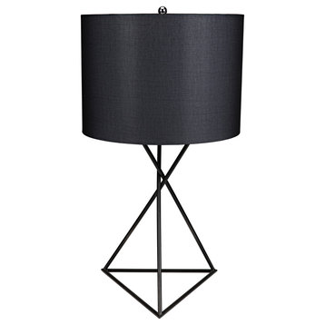 Triangle Table Lamp With Shade, Black Metal
