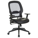Office Star Products - Dark Air Grid Back Managers Office Chair With Dillon Black Fabric Seat - The 5790D series chairs are sure to astonish everyone in your office.  Sink into the comfort of the breathable Dark Air Grid � back with adjustable lumbar support framed in Dillon Antimicrobial fabric and soft padded seat covered in the same Dillon fabric.  Multiple ergonomic adjustments make it easy to find your comfort zone, including height adjustable angled arms with soft PU pads, a 2-to-1 Synchro Tilt control with adjustable tilt tension, and a heavy-duty angled nylon base with dual wheel carpet casters.  Update your workspace with the Space Seating Dark Air Grid� Back Manager's Chair.
