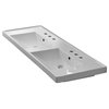 Rectangular Double White Ceramic Self Rimming or Wall Mounted Bathroom Sink