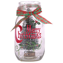 Rustic Holiday Accents And Figurines LED Christmas Tree Glass Bottle