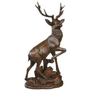 Antler elk trophy plaque doll house  6x6 bronze deer sculpture art miniature 