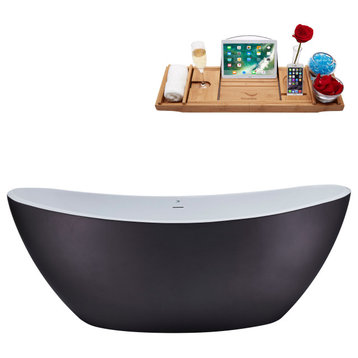 75" Streamline N953CH Freestanding Tub and Tray With Internal Drain