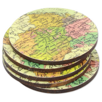 Countries of The World Wood Coasters, Set of 5