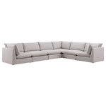 Meridian Furniture - Mackenzie Linen Textured Fabric 6-Piece Modular L-Shaped Sectional, Beige - Mix and match the pieces from the Mackenzie series to create a beautiful seating group that's perfect for the whole gang. These exceptionally crafted sofas, sectionals, and other components are meant to be put together into an infinite number of configurations based on your particular needs and space requirements. Each is upholstered from top to bottom in soft durable linen textured in your choice of colors. Attach the pieces of your choice easily thanks to the included attachment latches.
