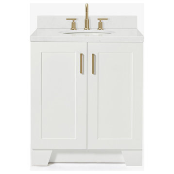 Ariel Taylor 30" Single Oval Sink Bathroom Vanity, Carrara Quartz