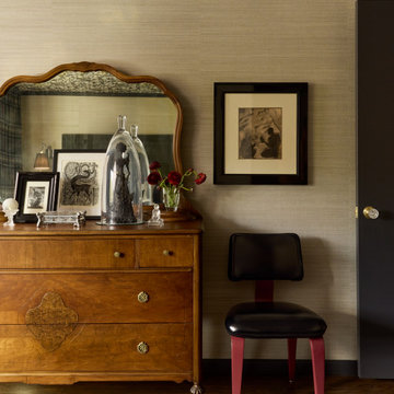 Eclectic Bedroom Furnishings with Antique Dresser