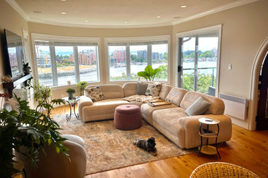 Beach style living room photo in Other