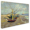 Vincent van Gogh 'Fishing Boats on the Beach' Canvas Art, 19x14
