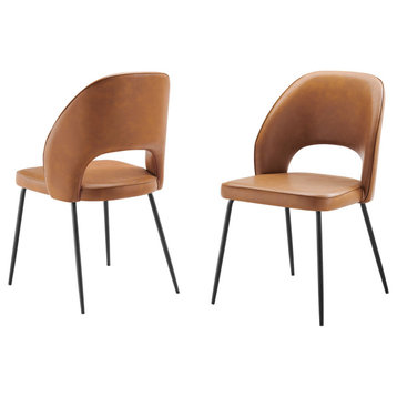 Side Dining Chair, Set of 2, Tan Black, Velvet, Modern, Cafe Bistro Hospitality