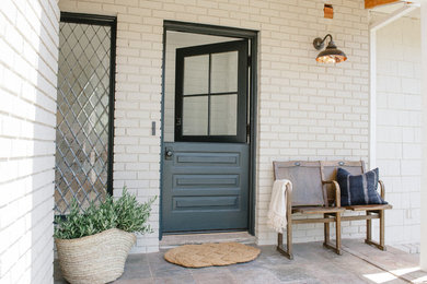 Dutch front door - scandinavian dutch front door idea in Seattle with white walls and a blue front door