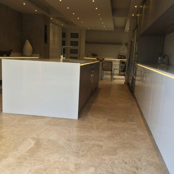 Kitchen - White gloss acrylic & textured grey melamine doors