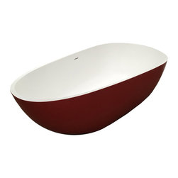 ADM Bathroom Design - ADM Oval Freestanding Bathtub, Red Exterior/White Interior, 66.9" - Bathtubs