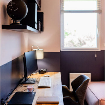 Chambre d'amis et bureau - Noir et Rose poudré