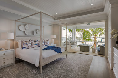 Bedroom - coastal master tray ceiling bedroom idea in Tampa