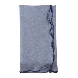 Britten Couture Home - Chambray Cotton Napkins With Lettuce Edge, Set of 4 - Napkins