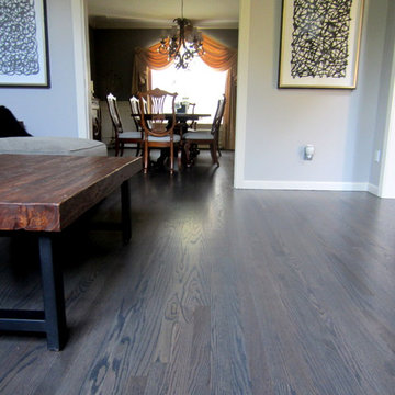 NESCONSET: RED OAK REFINISHED WITH DRIFTWOOD STAIN + 3 COATS TRAFFIC HD SATIN