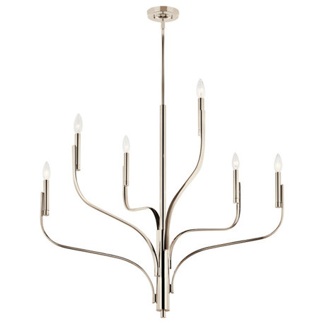 Livadia Chandelier, Polished Nickel, 36" 6 Light