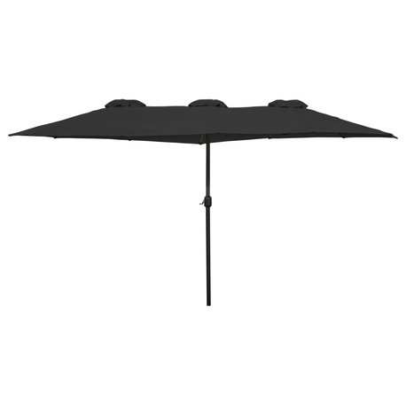 15' Outdoor Patio Market Umbrella with Hand Crank  Black