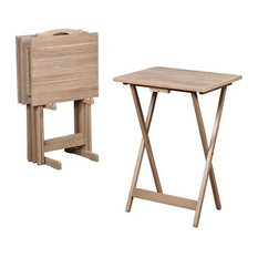 Rubberwood Tray Table Set, Gray Acacia