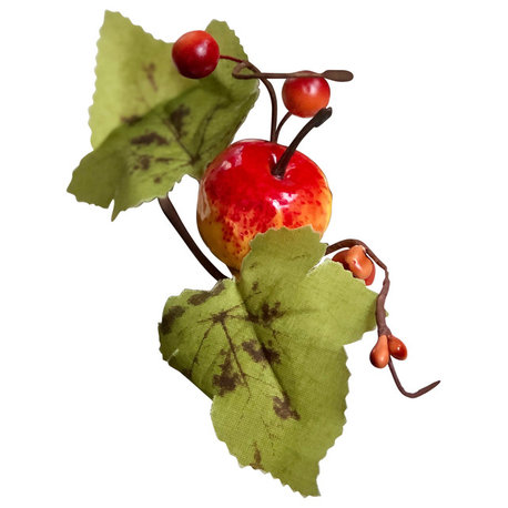 Set of 6 Fall Napkin Rings, Apple and Leaves