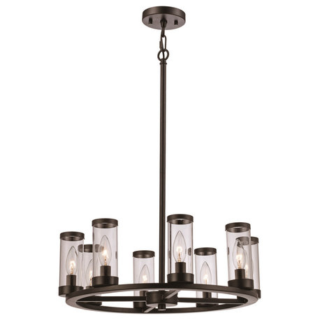 Eight Light Chandelier, Black