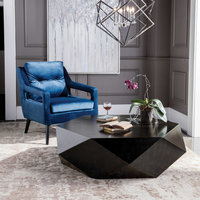 Faceted Large Round Wood Coffee Table, Modern Geometric Block Solid