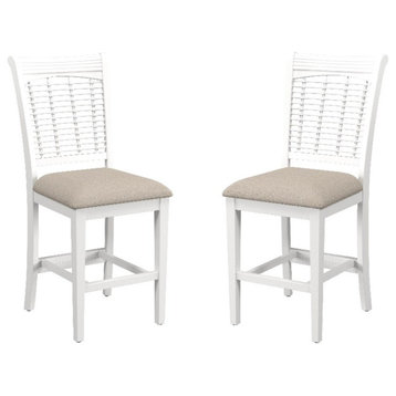 Bayberry Non-Swivel Wood Counter Stool in White Finish - Set of 2