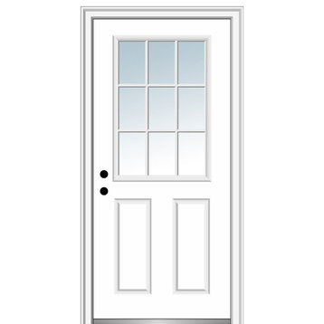 Clear Glass 1/2 Lite 2-Panel  Fiberglass Smooth 35.5"x81.75" Left Hand In-swing