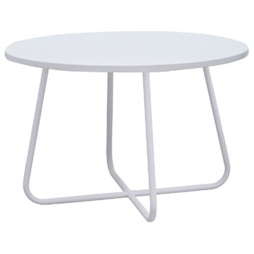 Modern Mdf Top Coffee Table With White Powder Coated Metal Base