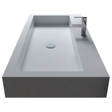 ADM Rectangular Countertop Sink, White, 60", Matte White