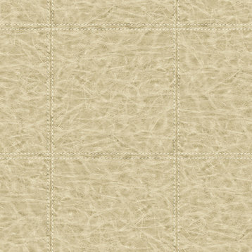 Study Check Beige Leather Wallpaper Bolt