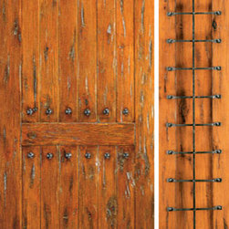 Knotty Alder Exterior Prehung Door With One Sidelight, Clavos - Front Doors