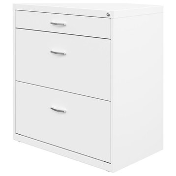 Space Solutions 30"W Metal 3 Drawer Home Office File Cabinet White