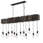 Artcraft Lighting - Farmhouse AC11502BK Island Light, Dark Pine - Inspired by rustic environments blended with a transitional twist, the Farmhouse collection features an authentic wood frame with black textile wires draping throughout. 60" length model shown but also available in a smaller 40" length. The authentic pine is hand stained and distressed. This chandelier is made in North America with pride.  (Shown with Edison filament bulbs - not included)