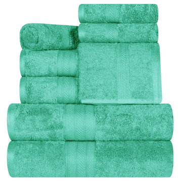 8 Piece Cotton Solid Hand Bathroom Bath Towel, Rivulet