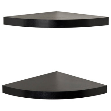 Veneer Corner Radial Shelves, Set of 2, Black