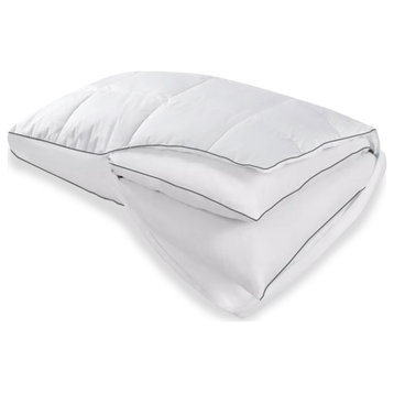Delara Merino Wool Quilted 3in1 Adjustable Pillow Organic Cotton Cover, Queen, 20"x30"