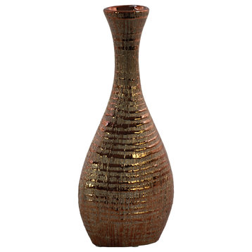 Urban Trends Ceramic Bellied Oval Vase With Copper Finish